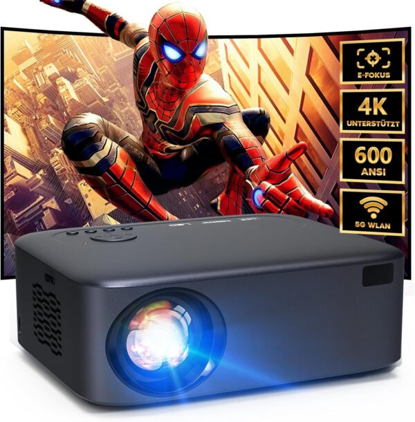 4K Beamer 600ANSI 1080P 5G WLAN Bluetooth Heimkino