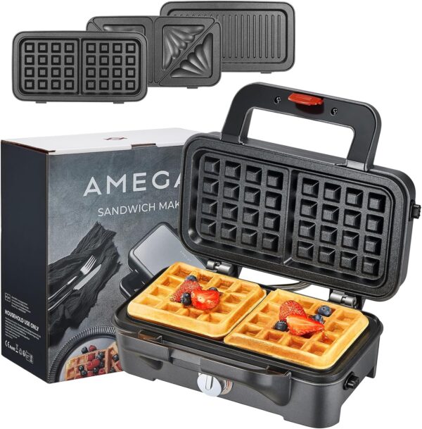 AMEGAT 3-in-1 Sandwichmaker Waffeleisen Grill 1200W