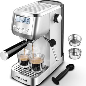 AMZCHEF Espressomaschine mit Milchaufschäumer