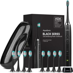 Aquasonic Black Series Zahnbürste mit 8 Köpfen