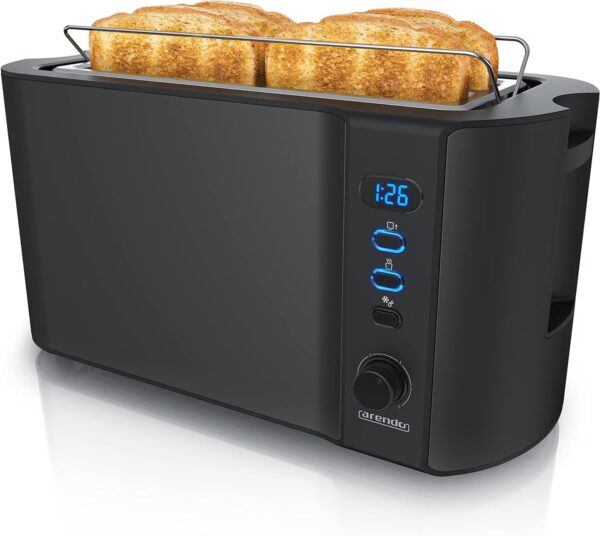 Arendo Edelstahl Toaster 4 Scheiben Schwarz