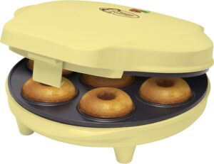 Bestron Retro Donut Maker ADM218G Gelb 7 Mini-Donuts