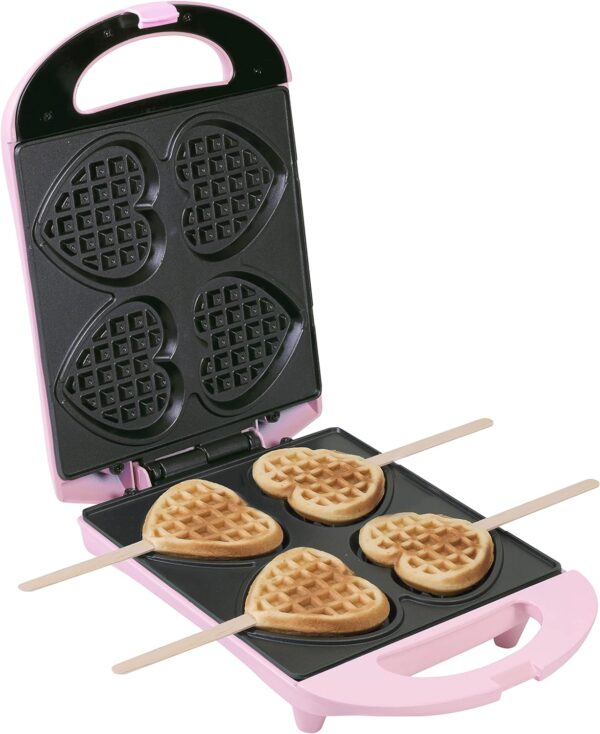 Bestron Waffeleisen Herzwaffeln Rosa 780W