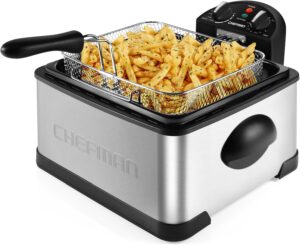 Chefman XL 4,3L Fritteuse Edelstahl Timer