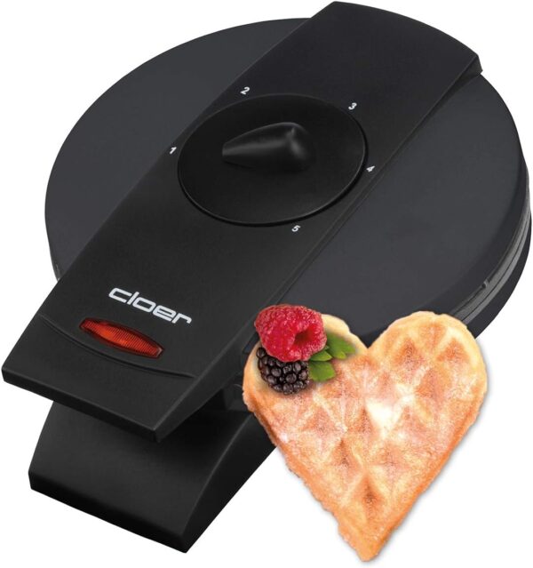 Cloer 1620 Waffeleisen Herzwaffeln 930W Schwarz