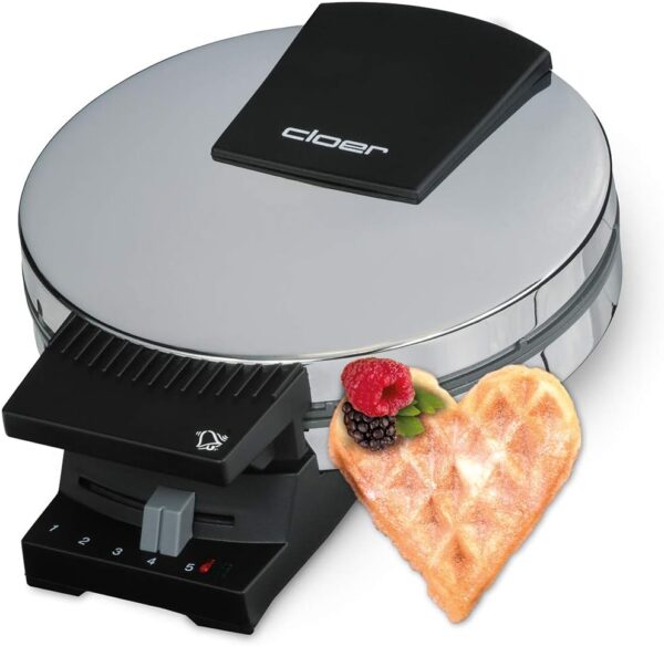 Cloer 185 Waffeleisen Herzwaffel 930W Edelstahl 16cm