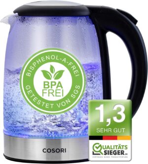 COSORI Glas-Wasserkocher 1,7L LED BPA-frei