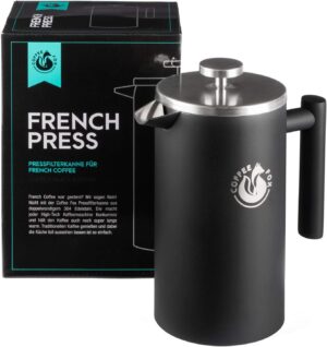 French Press Edelstahl 1000ml Schwarz