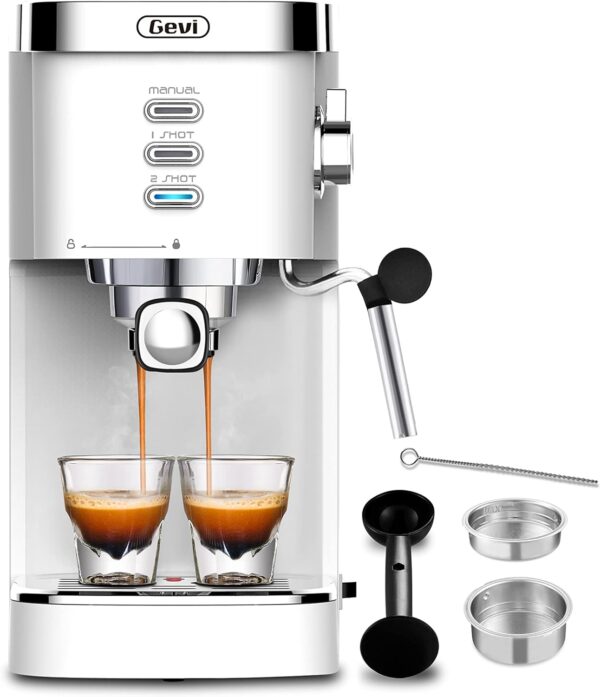 Gevi Espresso 5403 Kaffeemaschine mit Milchaufschäumer Weiß