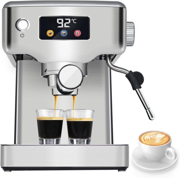 Homtone Espressomaschine HT-20 Edelstahl 20 Bar 1350W