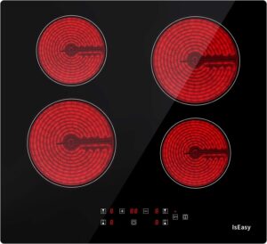 IsEasy 6000W Glaskeramikkochfeld 59cm 4 Zonen 9 Stufen