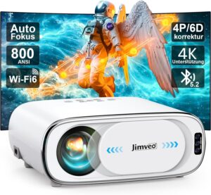 Jimveo 4K WiFi6 Bluetooth Beamer 25000L 1080P Outdoor