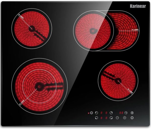 Karinear Glaskeramik-Kochfeld 4 Zonen Touch 6600W
