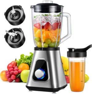 KIDISLE 1200W Standmixer 2-in-1 Smoothie Maker 1,5L