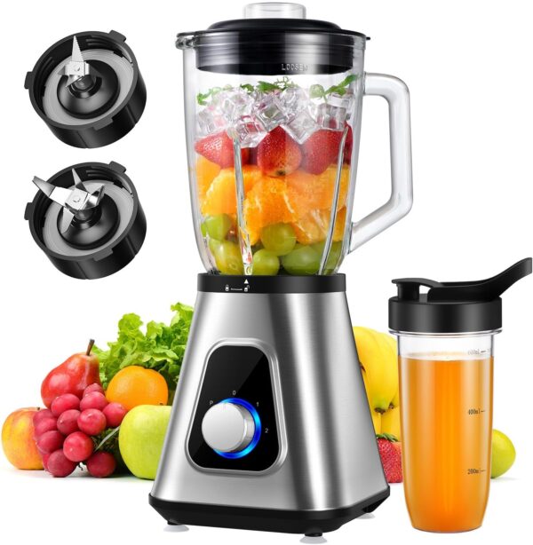 KIDISLE 1200W Standmixer 2-in-1 Smoothie Maker 1,5L