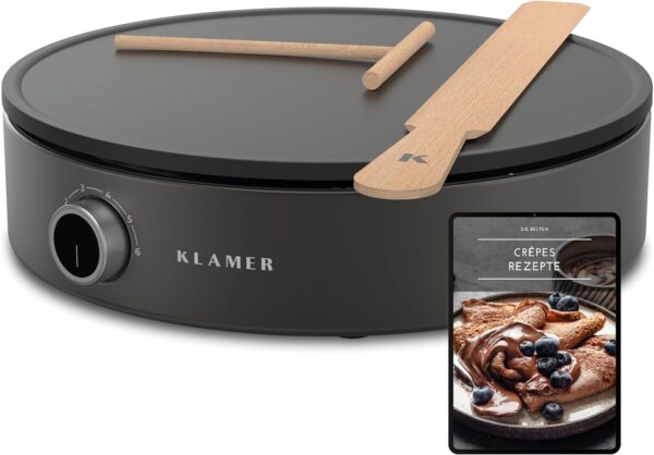 KLAMER Crepes Maker 33cm 1500W mit Zubehör