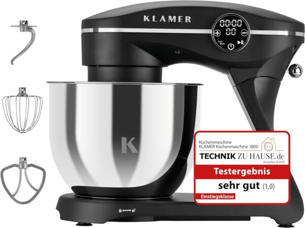 KLAMER Küchenmaschine 1800W 6L Schüssel