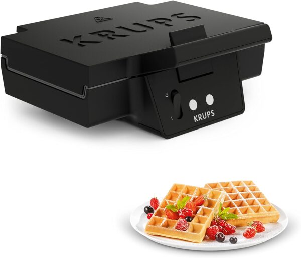 Krups FDK252 Waffeleisen Schwarz Antihaft 2 Waffeln