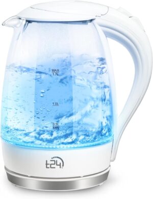 LED Glas Wasserkocher 1,7L 2200W TÜV GS Weiß