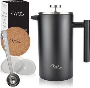 Milu French Press 600ml Edelstahl Schwarz