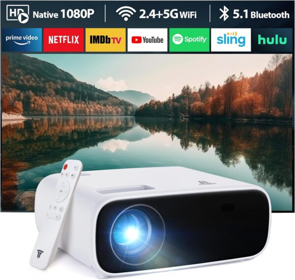 Mini Beamer 1080P Full-HD WiFi Bluetooth Weiß