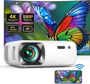 ONOAYO 4K Beamer 20000 Lumen 1080P WiFi6 Bluetooth 5.2