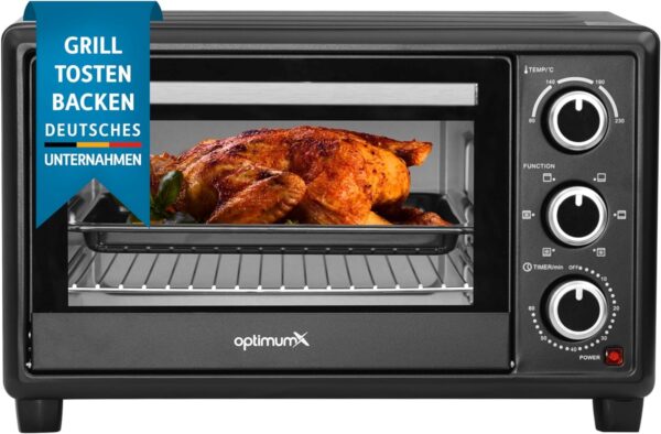 OptimumX 20L Minibackofen Umluft 1380W Schwarz