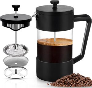 POWZOO French Press 1000ml Kaffeebereiter Schwarz