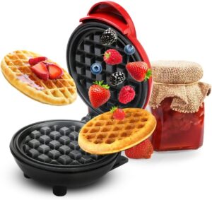 RANJIMA Mini Waffeleisen 350W Antihaft Rund