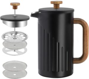 Rorence 1L Edelstahl French Press doppelwandig Schwarz