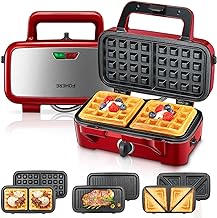 Sandwichmaker 3in1 1200W Waffeleisen Kontaktgrill Rot