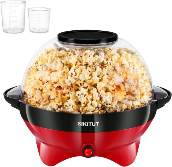 SIKITUT Popcornmaschine 5L Antihaft Cool-Touch Griffe