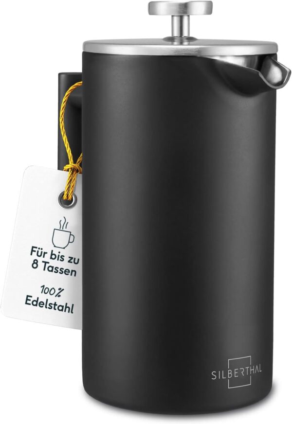 SILBERTHAL Thermo French Press 1L Edelstahl Schwarz