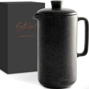 Steinzeit Design French Press 1L Keramik Schwarz