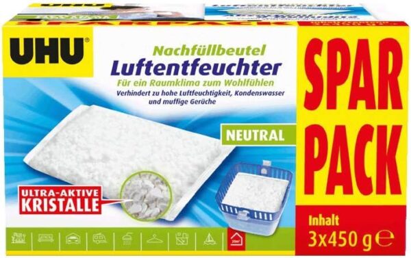 UHU Luftentfeuchter Nachfüllbeutel 3x450g Sparpack