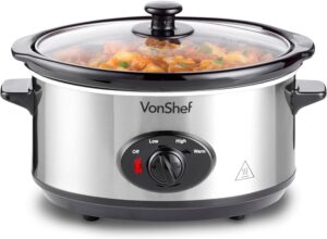 VonShef Slow Cooker 3,5L Edelstahl SC350