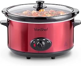 VonShef Slow Cooker 6,5L Glasdeckel Rot