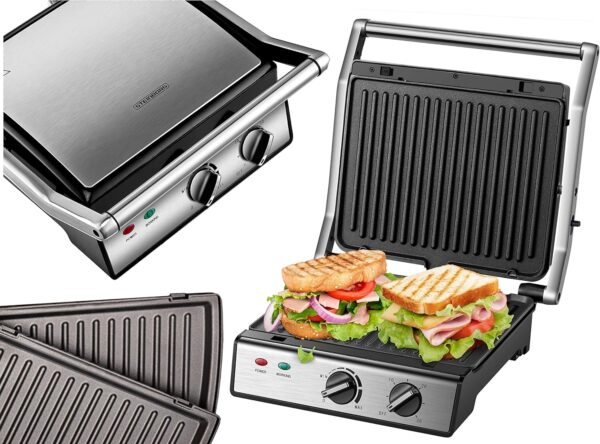 XXL Kontaktgrill mit Timer und abnehmbaren Platten