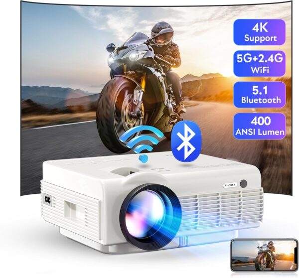 YEZMEK 4K Beamer 16000 Lumen 5G WiFi Bluetooth