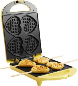 Bestron Waffeleisen Herzwaffeln Gelb