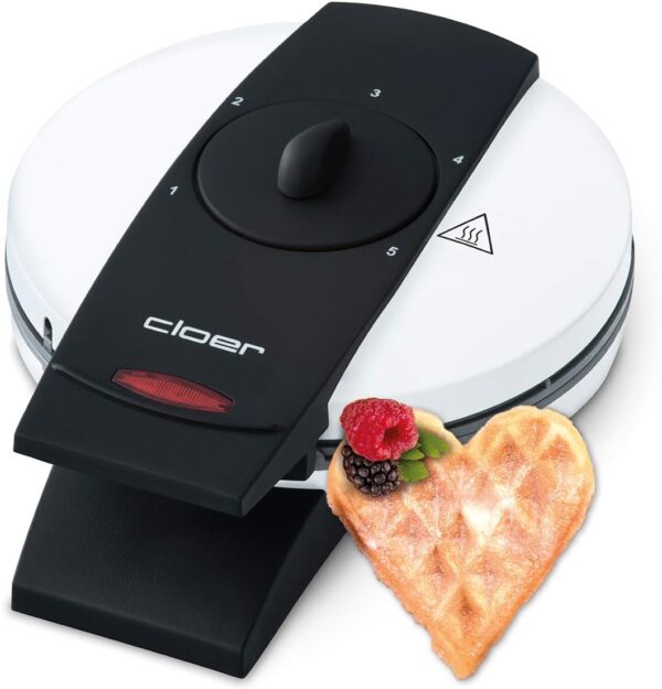 Cloer 1621 Herzwaffeleisen 930W 15,5 cm Weiß