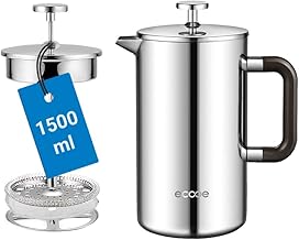 Ecooe 1.5L French Press Edelstahl 18/10 3 Filter