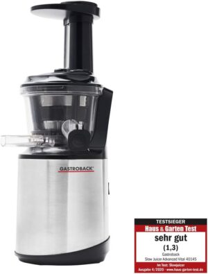 GASTROBACK Slow Juicer 41037 Schwarz Silber