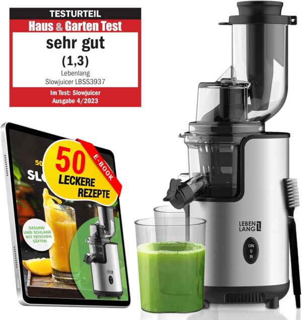 LEBENLANG Slow Juicer Edelstahl BPA-frei