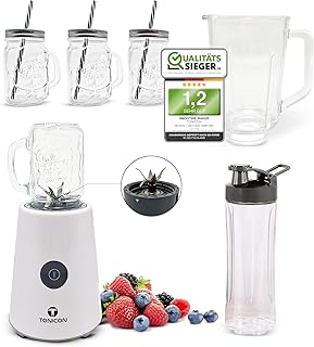 TONICON Smoothie-Maker 500W 3in1 Mini Mixer Weiß