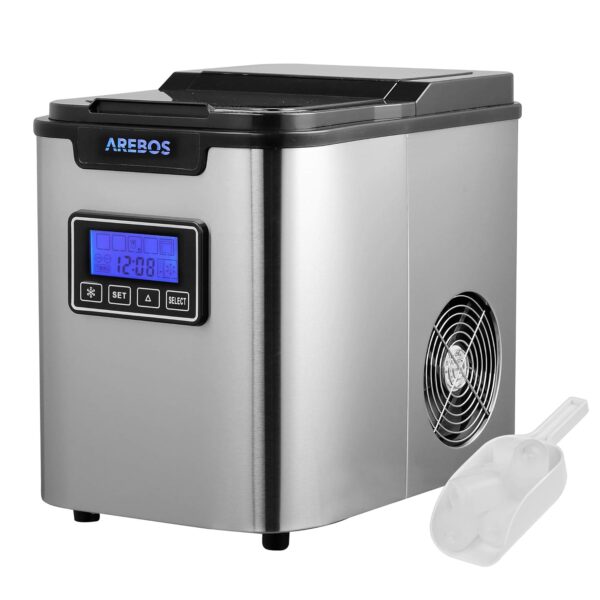 Arebos Eiswürfelmaschine 12kg Timer LCD 2,2L