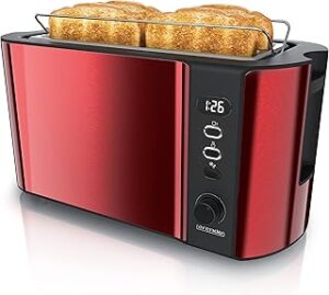 Arendo Edelstahl Toaster 4 Scheiben 1500W Karminrot