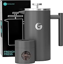 Coffee Gator French Press 1L Edelstahl Grau