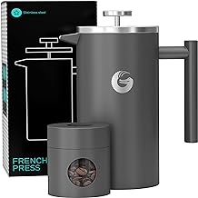 Coffee Gator French Press Edelstahl 1L Grau Kaffeedose