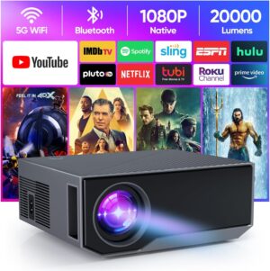 CoolEeve 20000 Lumen Beamer 1080P 5G WiFi Heimkino LED